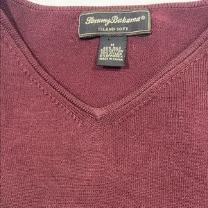 Tommy Bahama Silk Blend Sweater Men's V-Neck Maroon Island Soft Sweater Medium